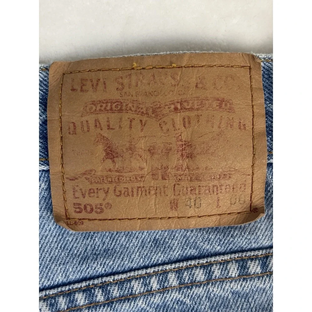 Vintage Levis 505 Shorts 40 Regular Fit Blue Jean Light Wash Jorts Y2K Dad 0850